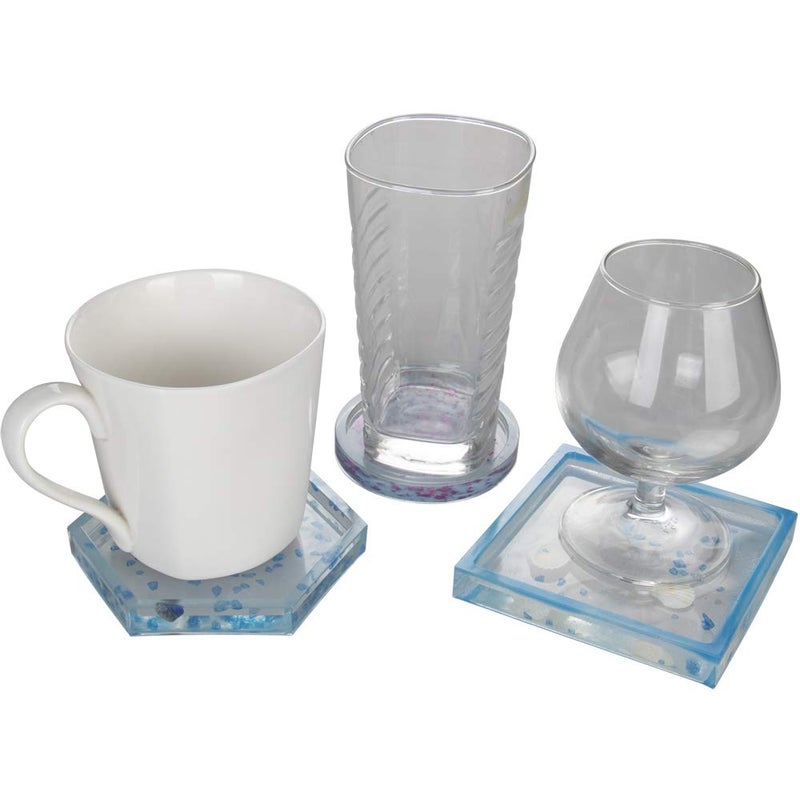 VTurboWay 3 Pack DIY Coaster Silicone Mold, Include Round, Square, Hexagon, Molds for Casting with Resin, Cement - Image 3